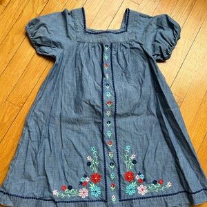 Crewcuts Denim Dress with Floral Embroidery